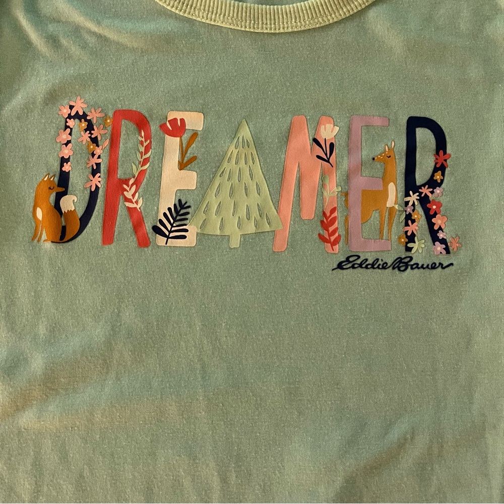 Eddie Bauer Kids Dreamer Long Sleeve Tee Size L 14/16 Blue Girls Shirt